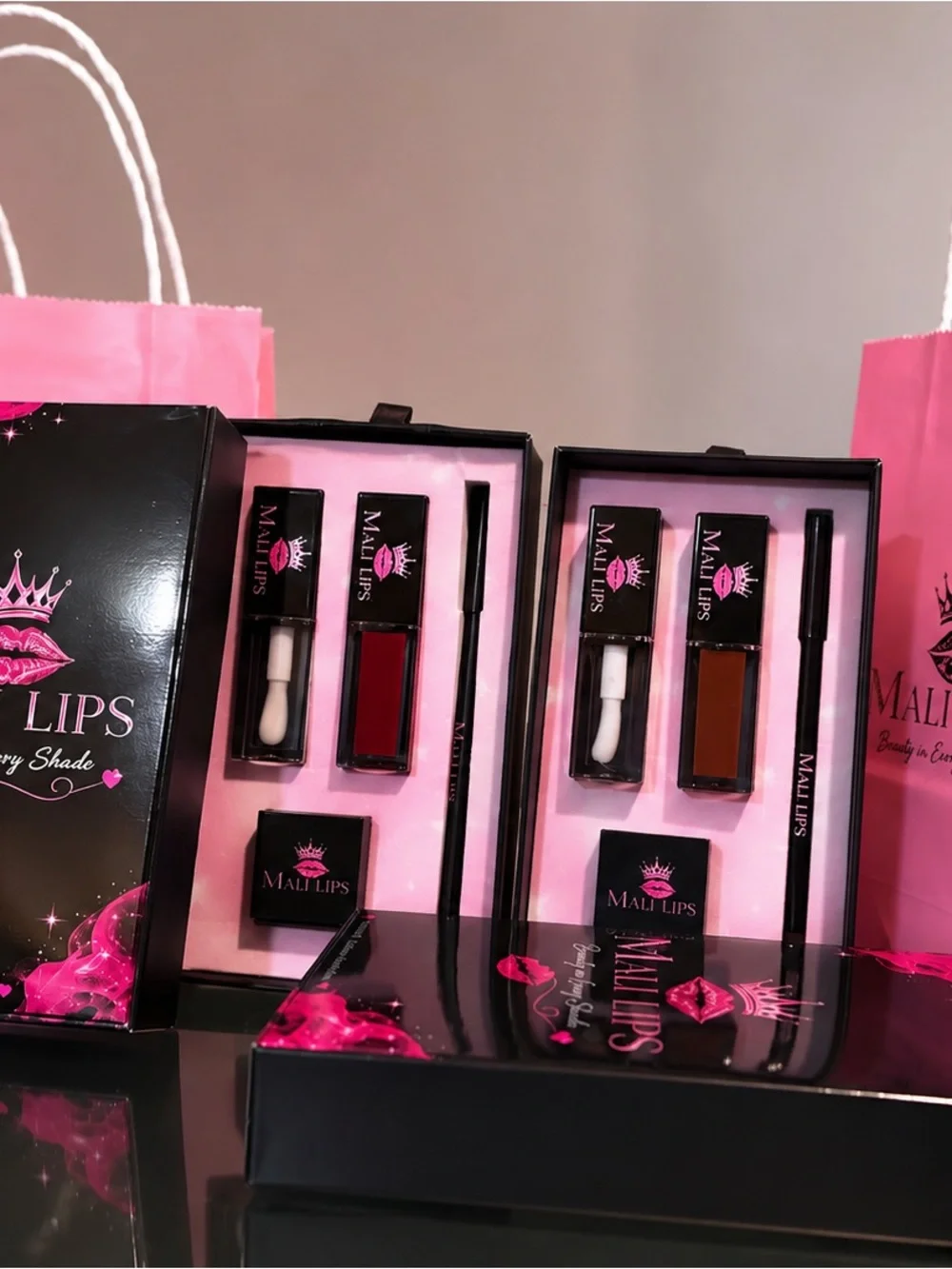 Pink Lip Gloss & Balm Set